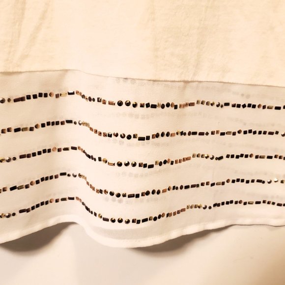 J. Crew Fancy White/Black Tank Top with Embellishments Petite Small - Picture 2 of 6